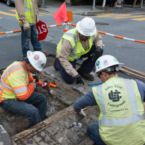 City engineers working on the street.